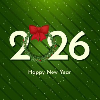 nuevo año 2026 números saludo bandera con Navidad guirnalda, rojo arco. verde raya línea modelo y ligero diseño vector