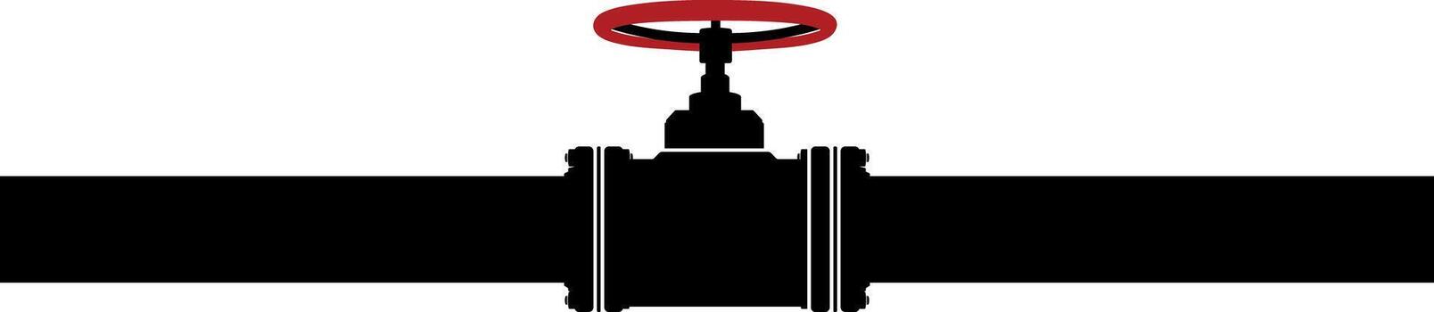 black industrial pipeline with a round valve in the center without background vector