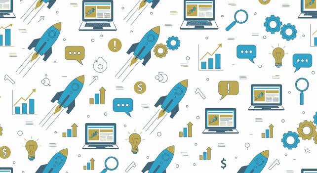 cohete lanzamiento con negocio y tecnología elementos. vector