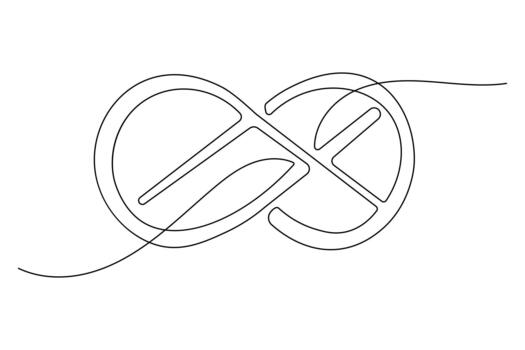 Infinity symbol continuous line drawing minimalist style isolate outline vector
