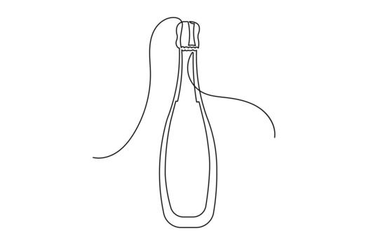 Bottle of champagne icon continuous line drawing minimalist style isolate vector