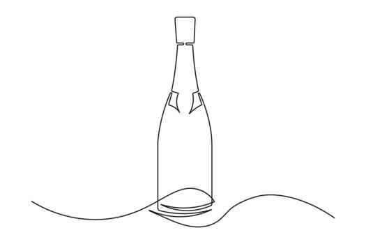 Minimalist champagne continuous line drawing icon symbol isolate design vector