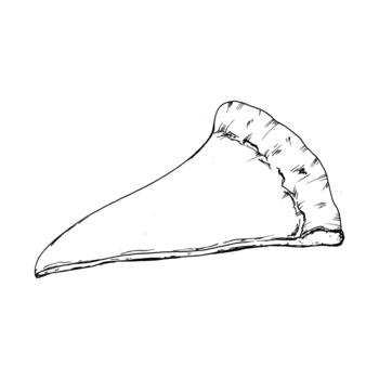 illustration of a plain pizza crust slice without toppings, showing its baked texture and edge. Suitable for bakery themes, dough tutorials, menu graphics and culinary design projects. vector