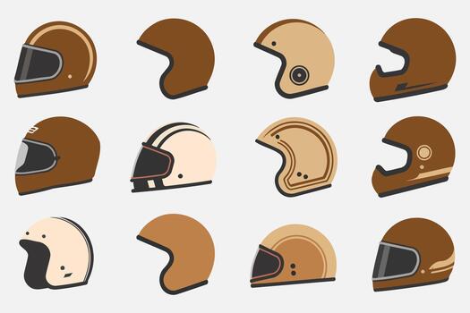 diverso conjunto de casco diseños con retro y moderno mira para personalizado gráfico proyectos vector
