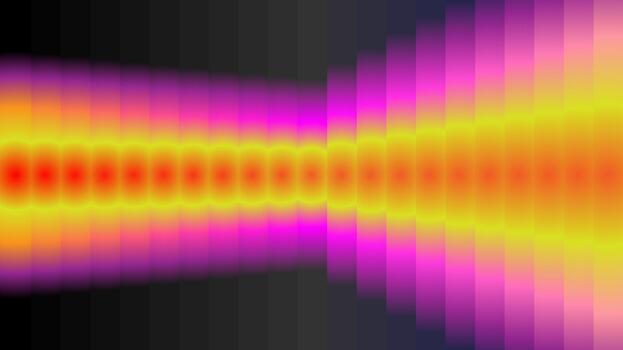 Pink yellow neon gradient beam with a ribbed glass effect on dark background a futuristic abstract light pattern featuring soft glow, smooth waves and transparent layers vector