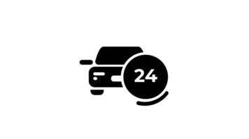un' 24 ora auto servizio simbolo evidenziazione intorno all'orologio assistenza, continuo veicolo sostegno, e accessibile Manutenzione soluzioni in qualsiasi momento necessario. video