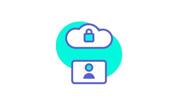 en moln identitet valv ikon representerar säkra användare information lagring säkerställa säker avlägsen tillgång, stark autentisering, och stabil identitet hantera video