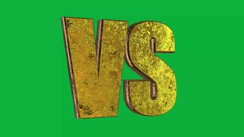 3D Golden Rusty VS Versus Text Rotating Metallic Grunge Style Animation on Green Screen Background video