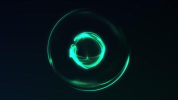 Looping green neon dual orbs with smooth technology motion. Modern cyber aesthetic for music visuals, loading screens and high-tech presentations. video