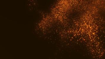 nahtlos 4k 60 fps Schleife mit schwebend golden Partikel Bildung ein Sanft glänzend fließen auf ein dunkel Hintergrund. Prämie glühend Bewegung visuell zum elegant und Luxus-Stil Projekte. video