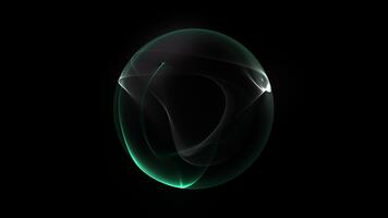 donker taling en grijs vloeiende plasma gebied met glad doorzichtig Golf linten en zacht glinsterende hellingen Aan diep zwart achtergrond. minimaal futuristische digitaal stijl energie bol perfect voor tech video