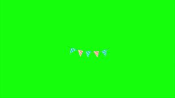 Charming Colorful Party Bunting Flags Waving Gently on a String Against Green Screen Background video