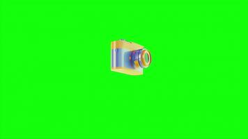 animado 3d retro cámara giratorio y hilado en un verde pantalla antecedentes video