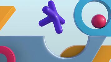 astratto 3d forme e le forme nel un' vibrante, giocoso composizione con pastello sfondo video