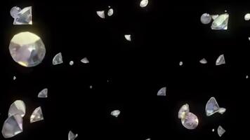 Sparkling Diamonds Falling Down in Dark Space - Abstract Motion Background with Gems video