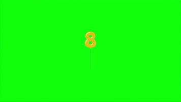 Animated Number 8 Balloon Floating Up on Green Screen Background, Countdown Element video