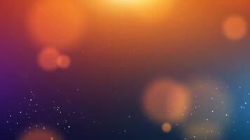 Warm orange bokeh lights floating softly in dark gradient background atmosphere. Abstract concept video