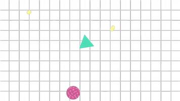 retro geometrisk former och mönster flytande på en rutnät bakgrund video