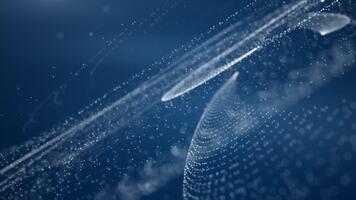 Blau Digital Partikel Feld Bildung gebogen Daten Welle im tief virtuell Raum. Technologie Konzept video