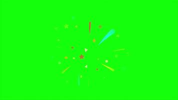 explotando fuegos artificiales Estallar efecto en verde pantalla croma llave fondo, celebracion animación video