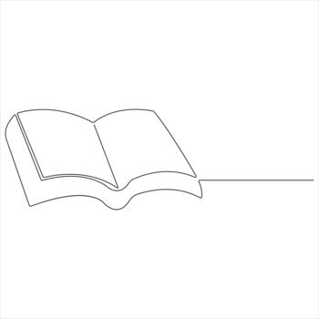 Continuous line art of an open book isolated illustration vector