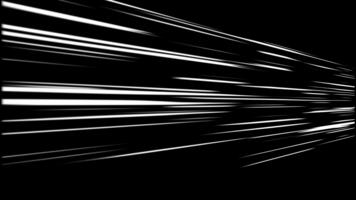 abstrakt Weiß Licht Geschwindigkeit Linien Streifen schnell über ein riesig schwarz Raum, symbolisieren schnelle Geschwindigkeit Daten Fluss, Bewegung. video