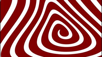 Abstract red and white spiral pattern with dynamic swirling stripes creating a captivating optical illusion design background video