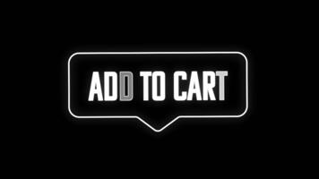 Lägg till till vagn neon lysande text knapp animering för e-handel hemsida täcka över på transparent bakgrund. video