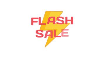 veloce vendita animazione con fulmine bullone e raggiante testo su bianca sfondo isolato. video