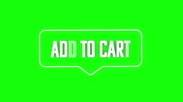 Lägg till till vagn neon lysande text knapp animering för e-handel hemsida täcka över på grön bakgrund. video