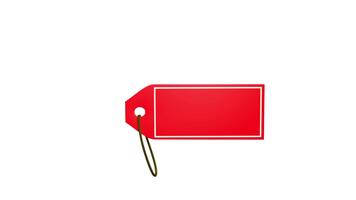 stor tom röd pris märka animering på vit bakgrund. alfa kanal anpassningsbar element. video