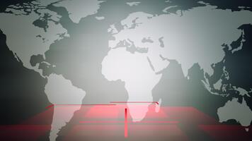 Avancerad digital visa visa upp lysande värld Karta med rutnät rader video