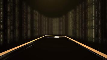 innovativ, auf dem neuesten Stand virtuell Umgebung mit leuchtend trimmt und aufrecht Daten fließt video