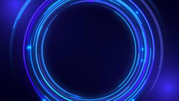 strahlend Neon- Schleife Anzeigen beschwingt elektrisch Töne und dynamisch Partikel video