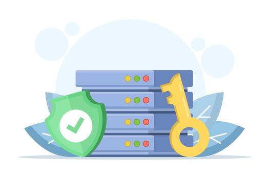 datos proteccion plano ilustración demostración ciber seguridad, red seguridad, cifrado acceso, seguro digital sistema, y intimidad proteccion en un moderno diseño modelo. vector