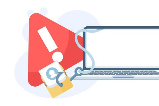 Illustration showing email phishing targeting personal information, representing cybersecurity threats, online fraud prevention, and safe digital practices. vector