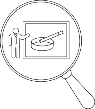 Magnified image of a presentation showing a stick in a dish beside a presenter vector