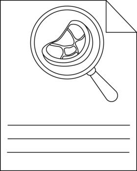 Magnified object on a document with lines for writing vector