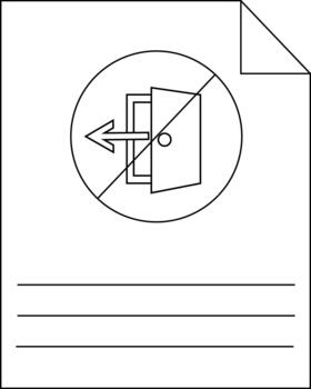 A sign inside a document shows no exit Its an exit door with an arrow pointing left slashed in a circle vector