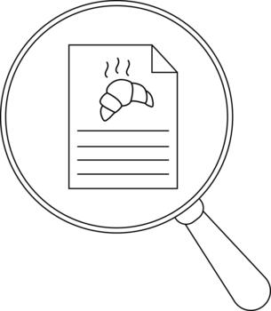 aumentador vaso se enfoca en un documento presentando un cuerno y líneas vector