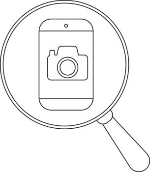 un teléfono inteligente con un cámara aplicación es visto mediante un aumentador vaso vector