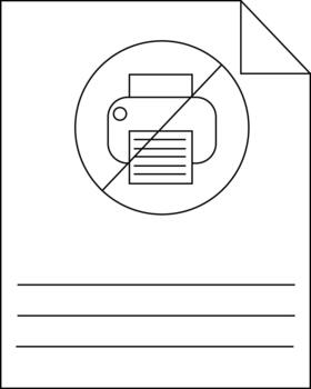 Sheet of paper with no printing symbol and three horizontal lines at the bottom vector