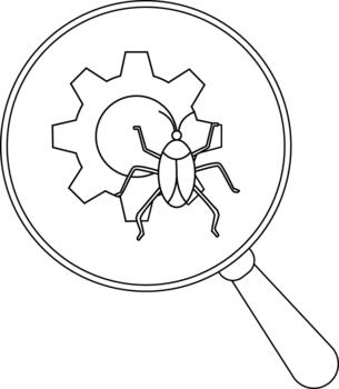 un aumentador vaso se enfoca en un error superpuesto en un rueda de engranaje sencillo líneas vector