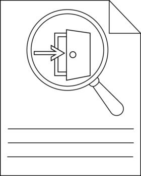 Document featuring a magnifying glass over an enter icon with lines below suggesting text vector