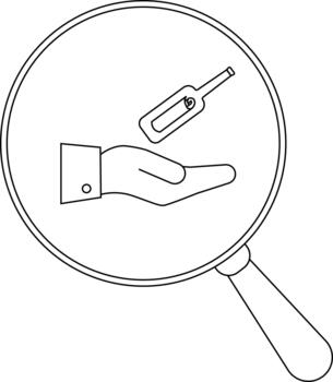 A hand holding a message in a bottle viewed through a magnifying glass vector