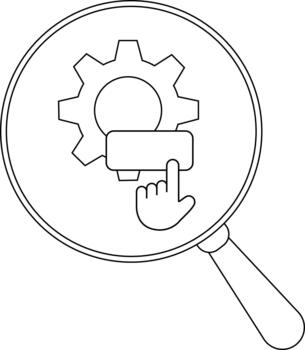 aumentador vaso terminado un engranaje icono con un mano haciendo clic un botón vector