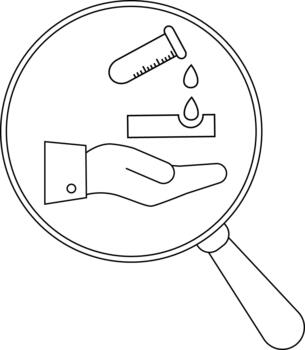 aumentador vaso ver de laboratorio experimentar frasco líquido gotas diapositiva y mano vector