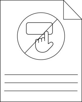 A white sheet displays a do not touch symbol with lines below implying a warning message on document vector