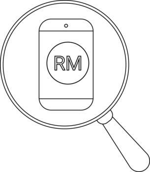 resumido teléfono con rm visto mediante un aumentador vaso vector