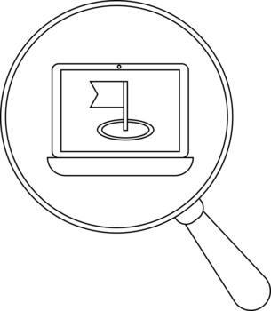 aumentador vaso terminado un ordenador portátil mostrando un bandera y un circulo vector